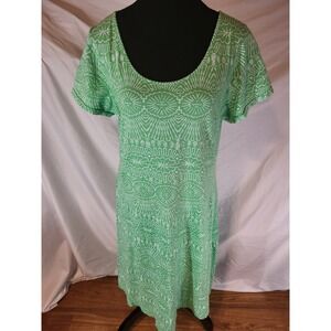 Fresh Produce Shirt Dress Women Green Coastal Casual Medium USA Vacation Cotton